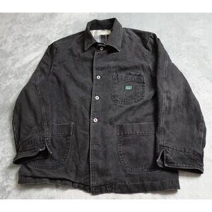 Vintage Guess Jeans Jacket Men's Medium Black Denim Plaid Lined Button Up